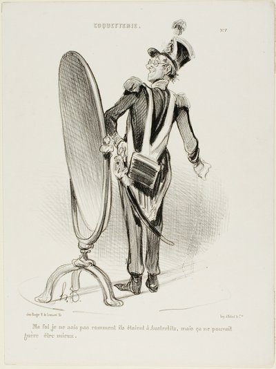 "Jeg ved faktisk ikke, hvordan de så ud ved Austerlitz, men de kunne næppe have set bedre ud," plade 7 fra Coquetterie af Honoré Victorin Daumier