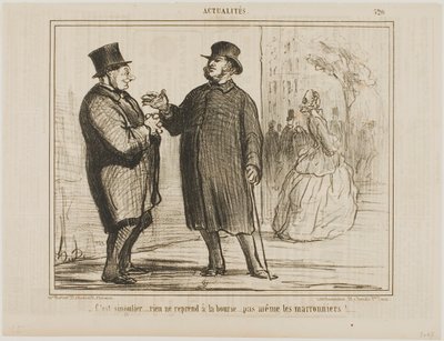Det er mærkeligt: intet stiger på børsen, ikke engang kastanjetræerne!, plade 520 fra Actualités af Honoré Victorin Daumier