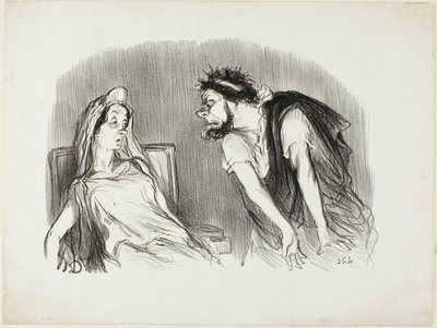 Oedipe. "- Da mit sværd skar ind i hans blødende hjerte - Du skælver Madame - Det var dengang, verden faldt fra hinanden," plade ti fra Physionomies tragiques af Honoré Victorin Daumier
