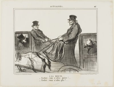 Betalt pr. minut. "- Chauffør, du bevæger dig næsten ikke! - Chauffør, du bevæger dig slet ikke!", plade 447 fra Actualités af Honoré Victorin Daumier