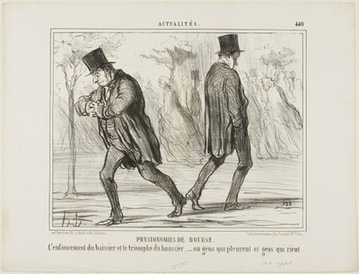 Fysiognomi på børsen. Baissierens fortvivlelse og haussierens triumf - eller gråd og latter, plade 440 fra Actualités af Honoré Victorin Daumier