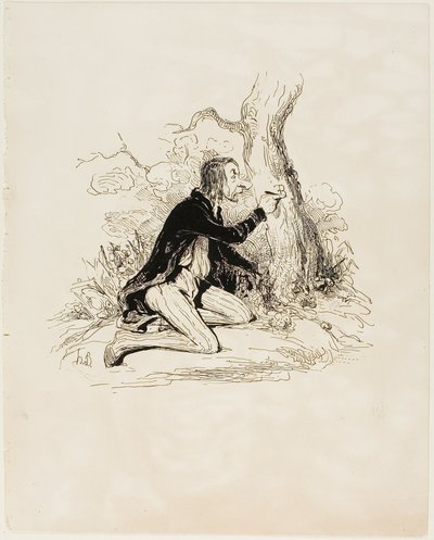 Stakkels unge mand! Bare et brev mere, og hans moralske situation ville blive helt klar, planche 1 fra Sentimens Et Passionsa af Honoré Victorin Daumier
