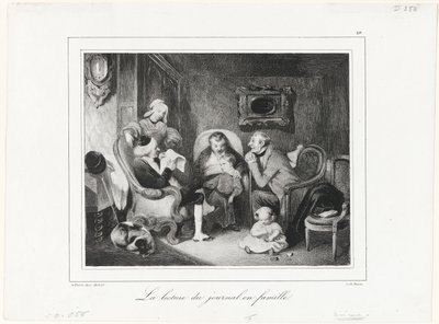 Læsning af avisen i familiekredsen af Honoré Victorin Daumier