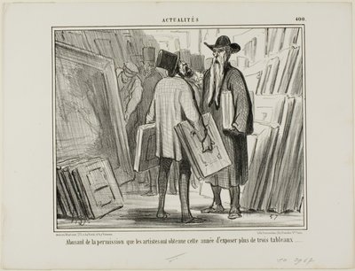 Nogle kunstnere udnytter dette års tilladelse til at udstille mere end tre malerier, plade 400 fra Actualités af Honoré Victorin Daumier