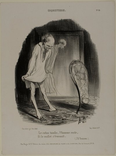 Bomuldskjolen falder, manden bliver tilbage, og kalven falmer (J.B. Rousseau), planche 10 fra Coquetterie af Honoré Victorin Daumier