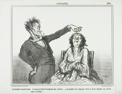 Diamant-hypnotisøren. Et nyt tidsfordriv ved aftenfester - eller hvordan man kan have det sjovt og få nogen til at skele, uden at få problemer, plade 134 fra Actualités af Honoré Victorin Daumier