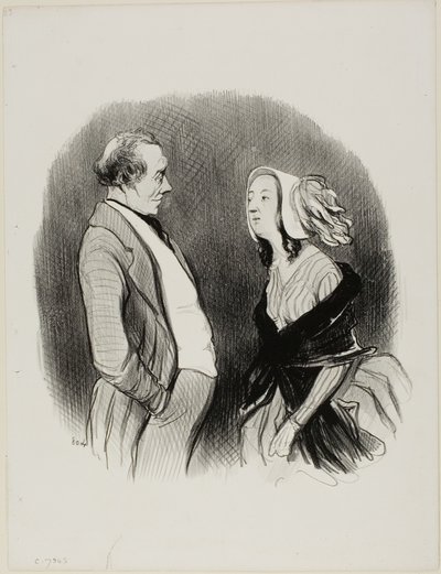 En kunstners engagement. "- Så du vil have et engagement i mit teater..... meget vel Mademoiselle...... siden du er så smuk, vil det være 1200 Francs.... det er selvfølgelig, hvad du vil betale mig hvert år! - Jeg accepterer ... på den betingelse, at jeg v af Honoré Victorin Daumier