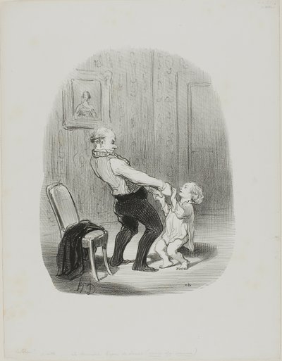 The First Dance Lession, fra Les Papas af Honoré Victorin Daumier
