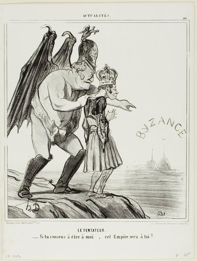 Fristeren. "- Hvis du accepterer at tilhøre mig ... vil dette imperium være dit," plade 40 fra Actualités af Honoré Victorin Daumier