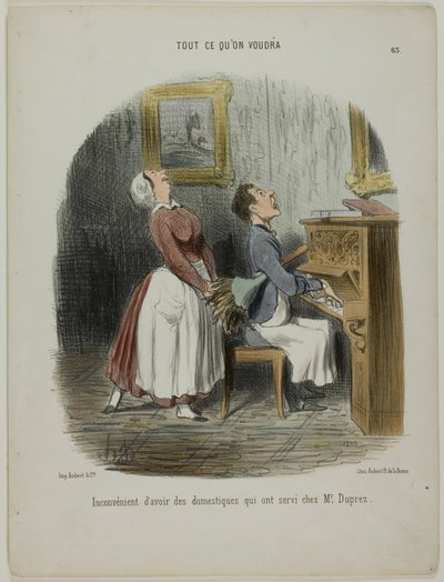 Ulempen ved at have tjenestefolk, der tidligere har tjent hos hr. Duprez, planche 65 fra Tout Ce Qu