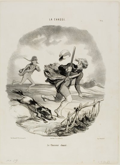 Den jagede jæger, planche 4 fra La Chasse af Honoré Victorin Daumier