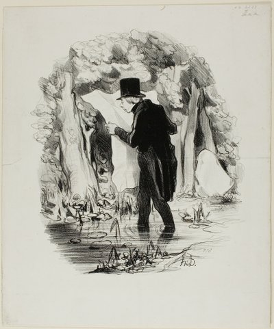 Dette er, hvor forelæsningen i Constitutionnel kan føre dig hen, planche 8 fra Pastorales af Honoré Victorin Daumier