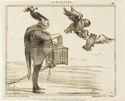 To storhertuger på vej til Sebastopol, planche 166 fra Actualités af Honoré Victorin Daumier