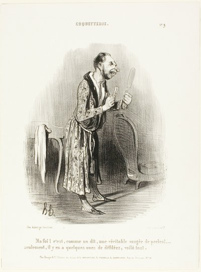 "Tja ... som man siger, som en ægte perlekæde, .... kun nogle af dem er blevet løsnet, det er alt!", plade 9 fra Coquetterie af Honoré Victorin Daumier