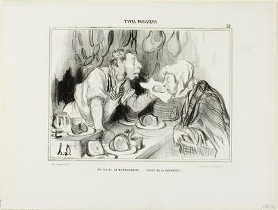 "Man snuser til varen ... før man køber den", planche 32 fra Types Parisiens af Honoré Victorin Daumier
