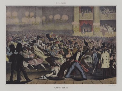 Galopfinale (farve litho) af Honore (after) Daumier