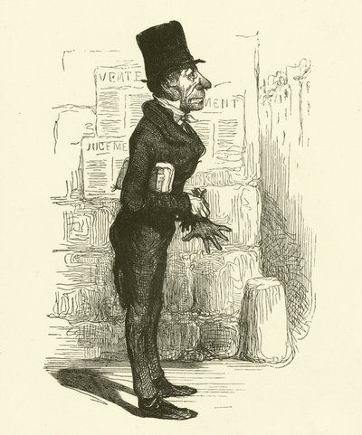 Den lille advokat (gravering) af Honore (after) Daumier
