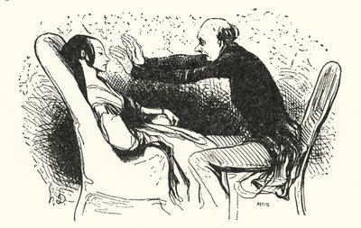Hypnotisøren (litho) af Honore (after) Daumier