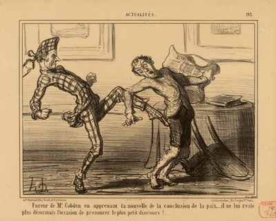 Aktualiteter nr. 192: Mr. Cobdens raseri ved nyheden om fredsslutningen... af Honoré Daumier