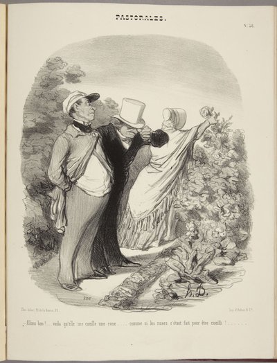 Nå da!... så plukker hun en rose til mig... som om roser var til for at blive plukket!... af Honoré Daumier