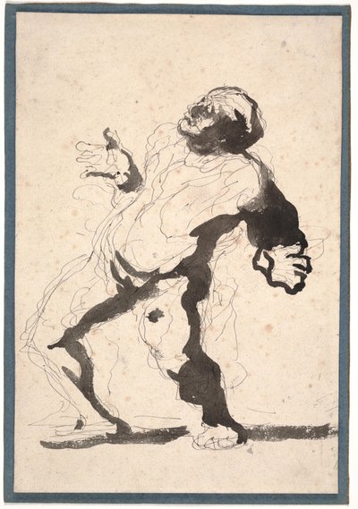 En skuespiller (pen & blæk og vask på papir) af Honoré Daumier