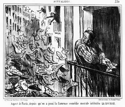 Udseende af Paris, siden den berømte moralske komedie med titlen LA Bourse: serie taget fra "" Actualites", en serie karikaturer på Honore Daumiers børs (1808-1879). “Charivari” af Honoré Daumier