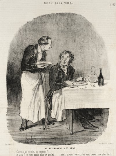 På restauranten til 32 sous af Honoré Daumier