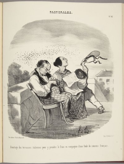 Fordelen ved italienske terrasser til at køle af i selskab med en flok franske fætre af Honoré Daumier