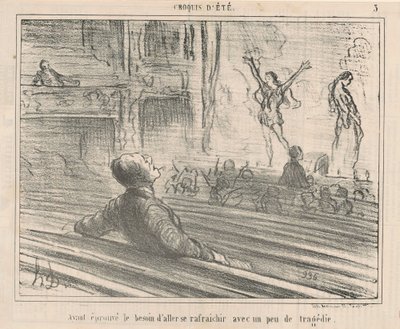 Efter at have følt behov for at genopfriske med... af Honoré Daumier