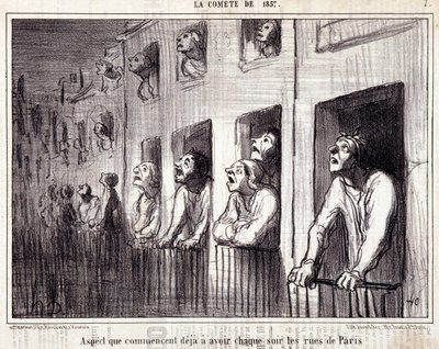 Tegnefilm om videnskab. Serie Sur "" la Comete de 1857"": "" Aspekt, der allerede begynder at have hver nat i Paris