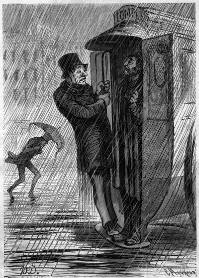 Komplet!!! Tegnefilm af Honore Daumier (1808-1879). Indgravering i "" Le Monde Illustré"" nr. 271 af 21. juni 1862. af Honoré Daumier