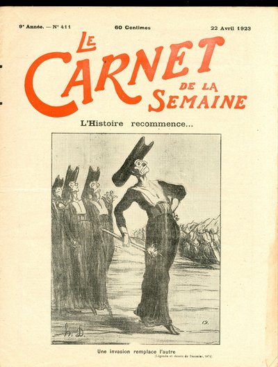 Forside til "" Ugens bog "", satirisk i B&W af Honoré Daumier