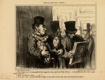 I auktionssalen nr. 2: Min kone bad mig om at tage mit portræt med hjem til hende... af Honoré Daumier
