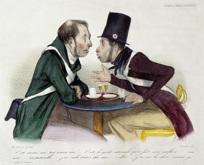 Diskussion af bistro mellem nationalgarden - af Daumier af Honoré Daumier