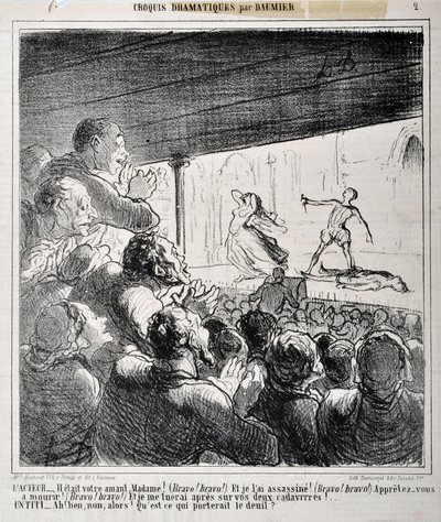 Dramasketch: "" Han var din elsker Madame ... "" Indgravering af Honore Daumier (1808-1879) i "" Le Charivari ". Palais Longchamp, Museum for Fine Arts i Marseille. af Honoré Daumier
