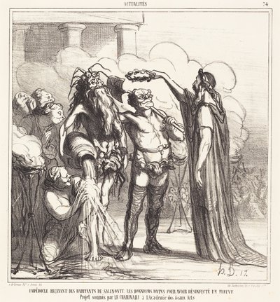 Empedokles modtager... guddommelig hæder... af Honoré Daumier