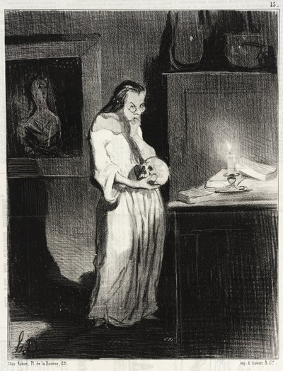 Humanitær kvindelig forfatter, der hengiver sig til manden... af Honoré Daumier