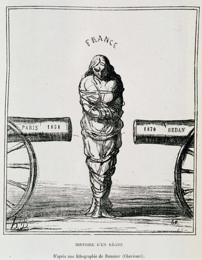 History of a Regne: Frankrig i en tangbevægelse mellem Paris 1851 og Sedan 1870 - litografi af Honore Daumier udgivet i "" Le Charivari"", sd. omkring 1871 af Honoré Daumier