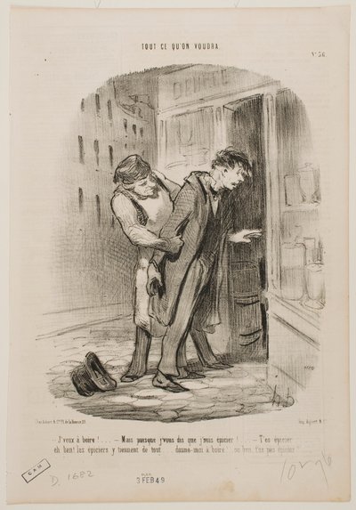 Jeg vil have noget at drikke. af Honoré Daumier