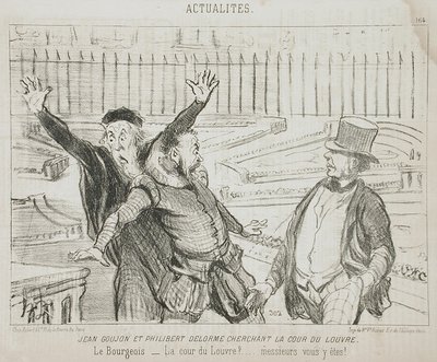 Jean Goujon og Philibert Delorme på jagt efter Louvres gård af Honoré Daumier