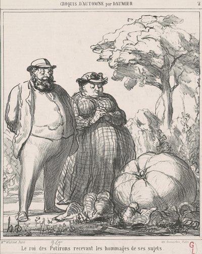 Græskarkongen modtager hyldest fra sine undersåtter af Honoré Daumier