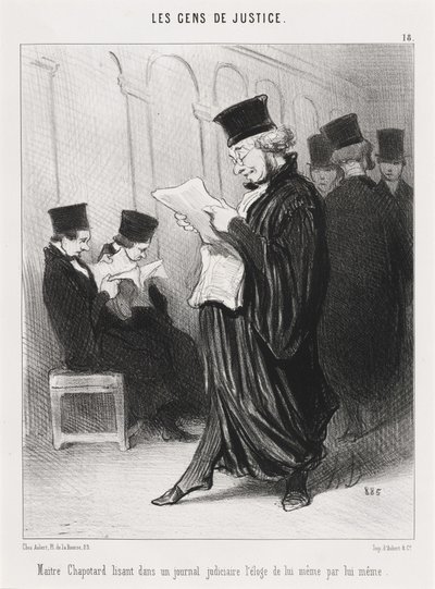 Mester Chapotard læser... lovprisningen af sig selv... af Honoré Daumier