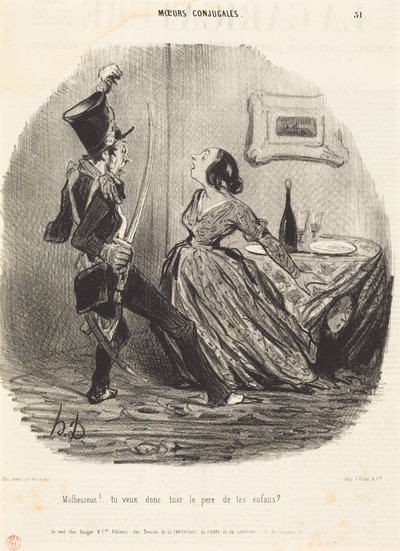 Ulykkelige! Vil du så dræbe dine børns far? af Honoré Daumier
