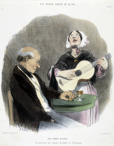 Mand drikker i selskab med en sanger - i "Les Beaux Days de la vie"" af Honoré Daumier af Honoré Daumier
