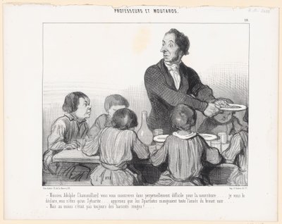 Hr. Adolphe Chamouillard, De vil altså bestandig være vanskelig med maden ... jeg erklærer Dem, De er kun en sybarit ... lær, at spartanerne spiste sort suppe hele året ... - Men i det mindste var det af Honoré Daumier
