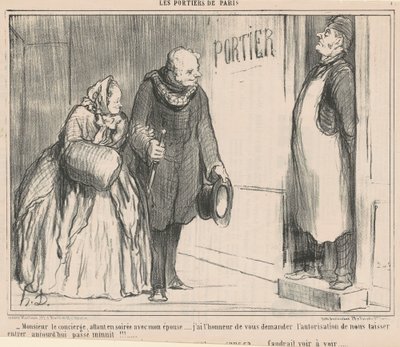 Mr. concierge, går om aftenen af Honoré Daumier