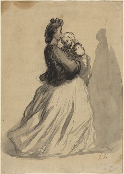 Mor og barn af Honoré Daumier