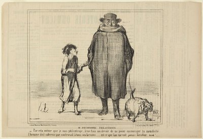 Hr. Prudhomme, filantrop, nummer 291 fra serien Actualités i Le Charivari af Honoré Daumier
