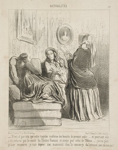 Er det ikke sandt, at denne tragedie rummer skønheder...? af Honoré Daumier