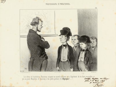 Lærere og unger. Eleverne på Pascareau-institutionen prøver en ny uniform... 25. af Honoré Daumier